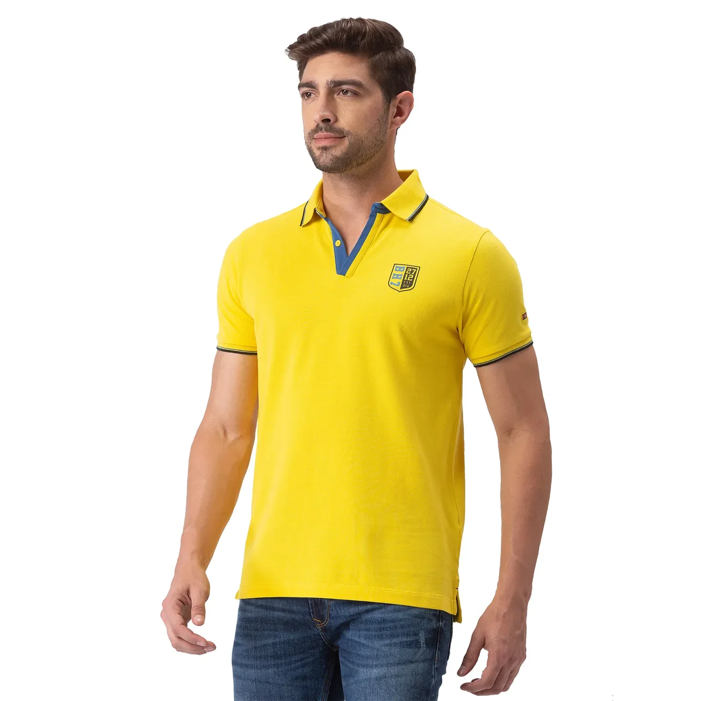 Yellow Regular Fit Men's Polo T-Shirt by Being Human Clothing - Image 2