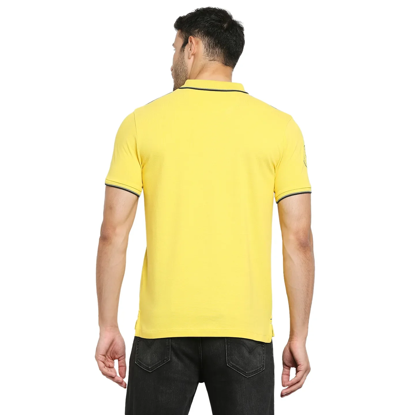 Yellow Regular Fit Men's Polo T-Shirt by Being Human Clothing - Image 4