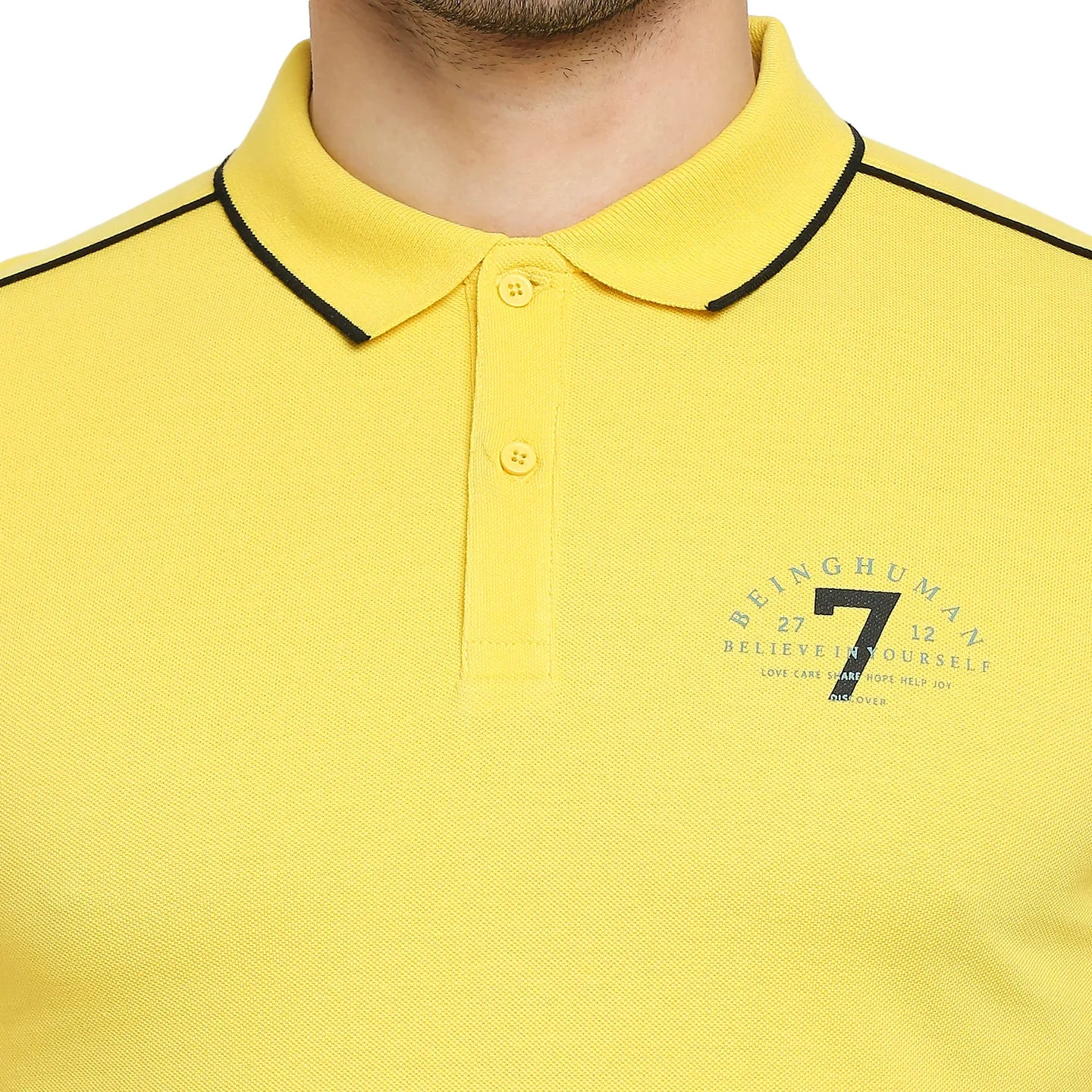 Yellow Regular Fit Men's Polo T-Shirt by Being Human Clothing - Image 5