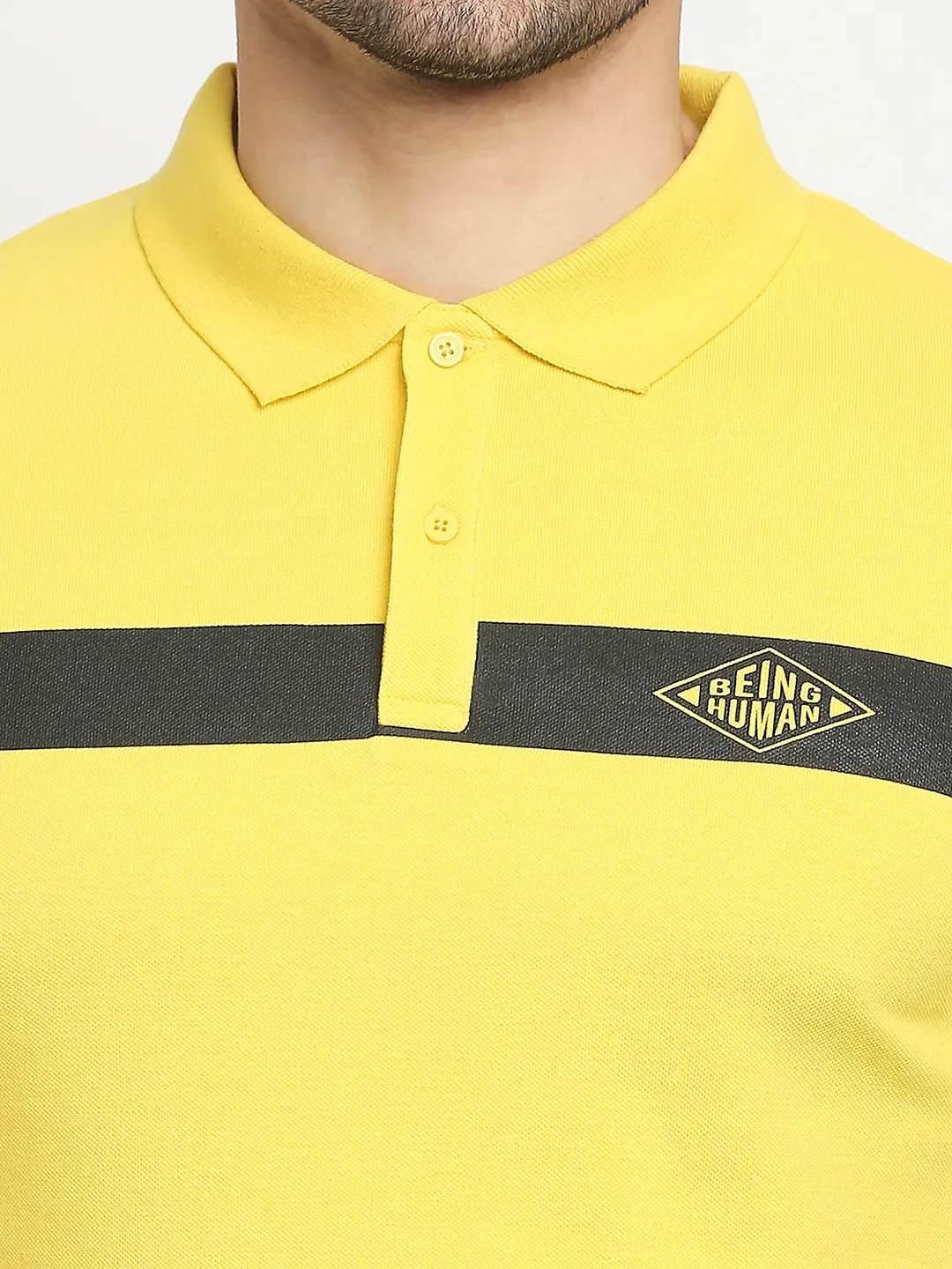 Yellow Regular Fit Men's Polo T-Shirt by Being Human Clothing - Image 4