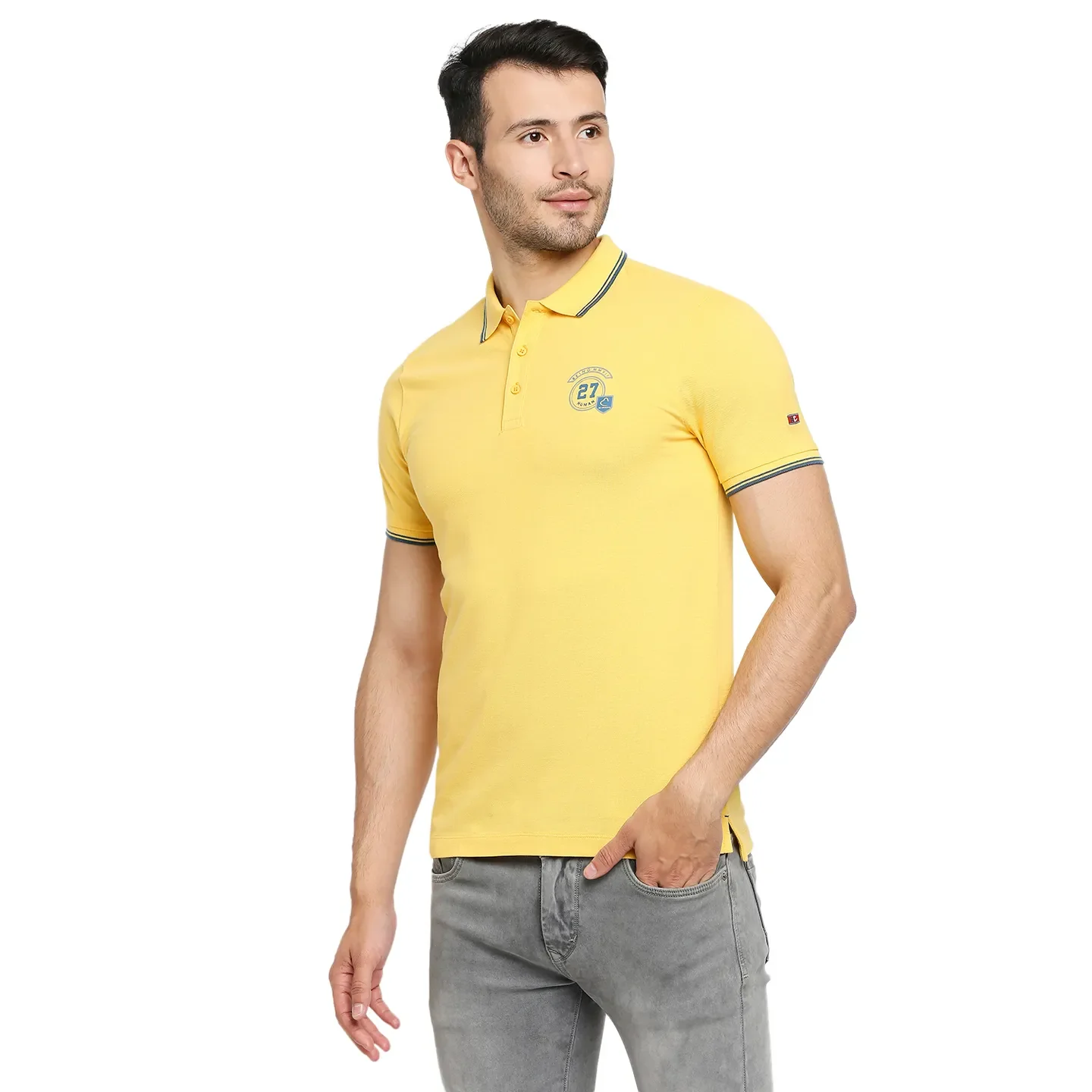 Yellow Regular Fit Men's Polo T-Shirt by Being Human Clothing - Image 2