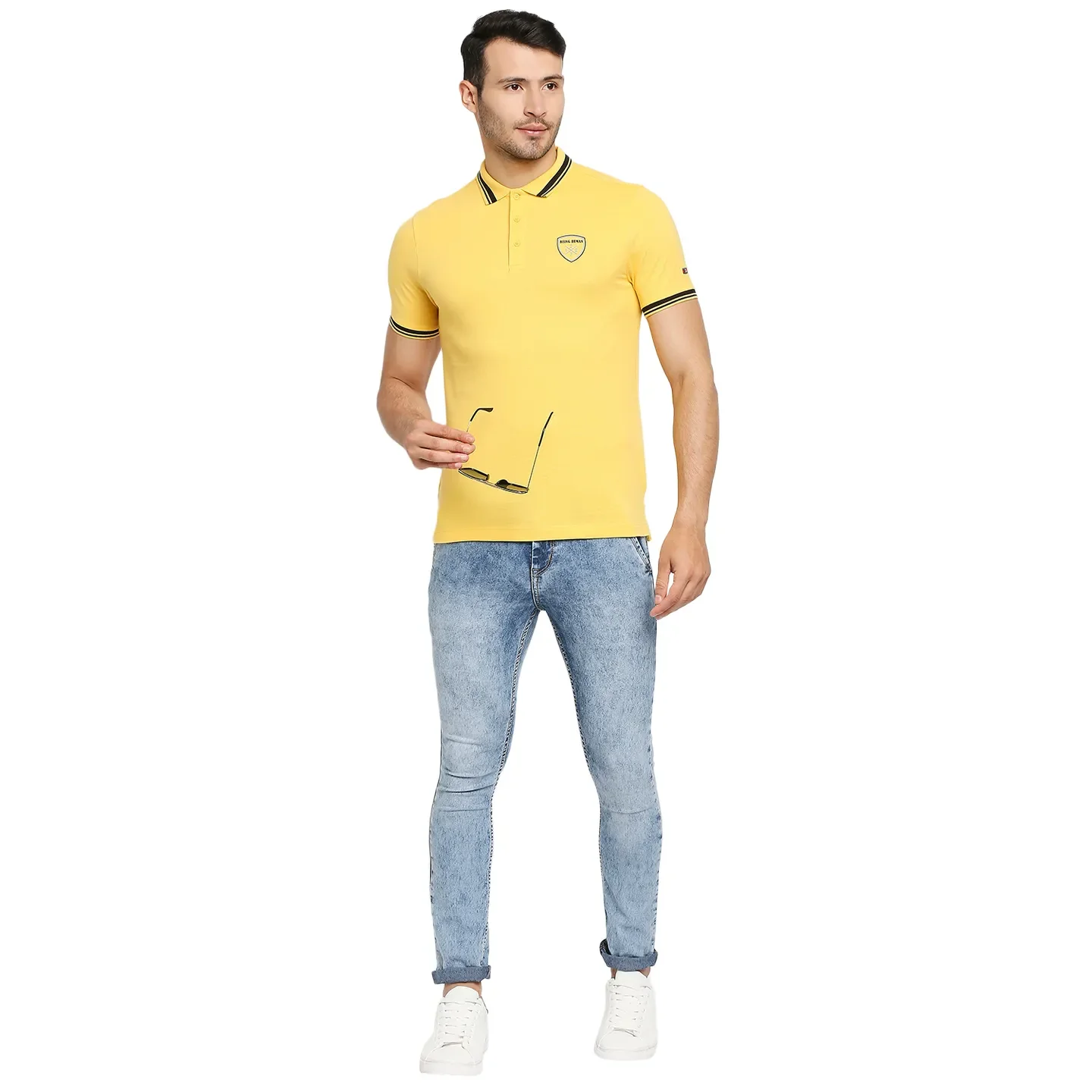 Yellow Regular Fit Men's Polo T-Shirt by Being Human Clothing - Image 6