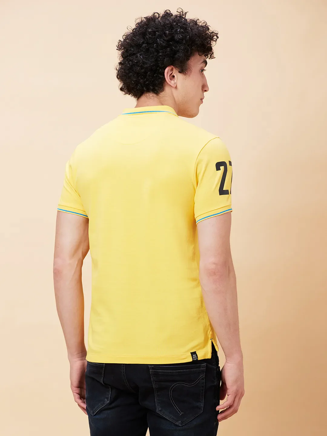 Yellow Regular Fit Men's Polo T-Shirt by Being Human Clothing - Image 4