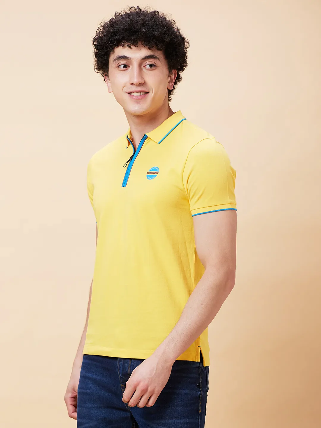 Yellow Regular Fit Men's Polo T-Shirt by Being Human Clothing - Image 3