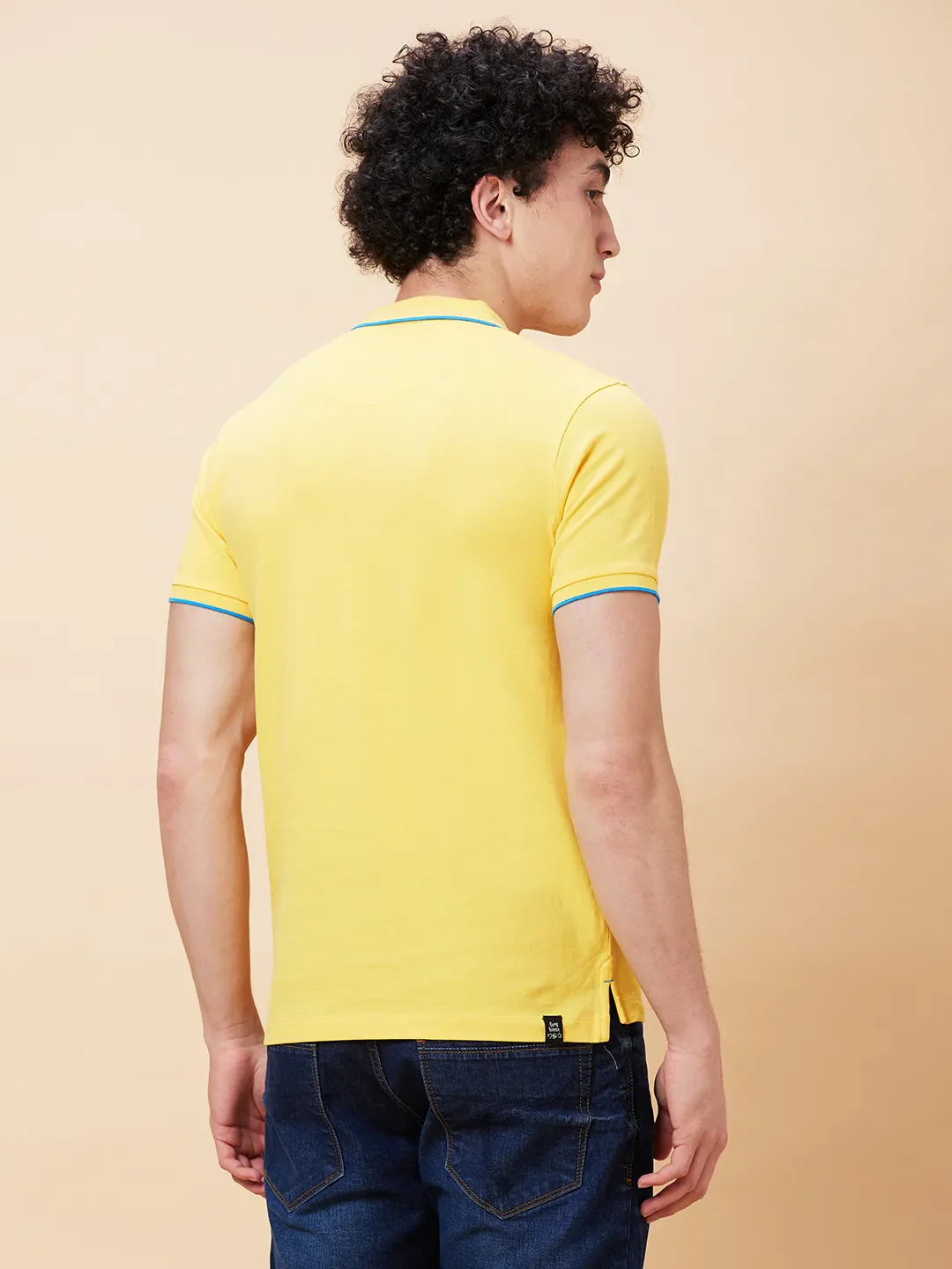 Yellow Regular Fit Men's Polo T-Shirt by Being Human Clothing - Image 4