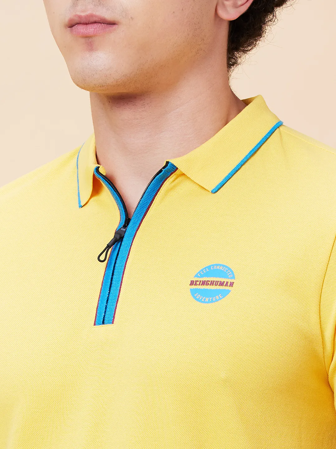 Yellow Regular Fit Men's Polo T-Shirt by Being Human Clothing - Image 5