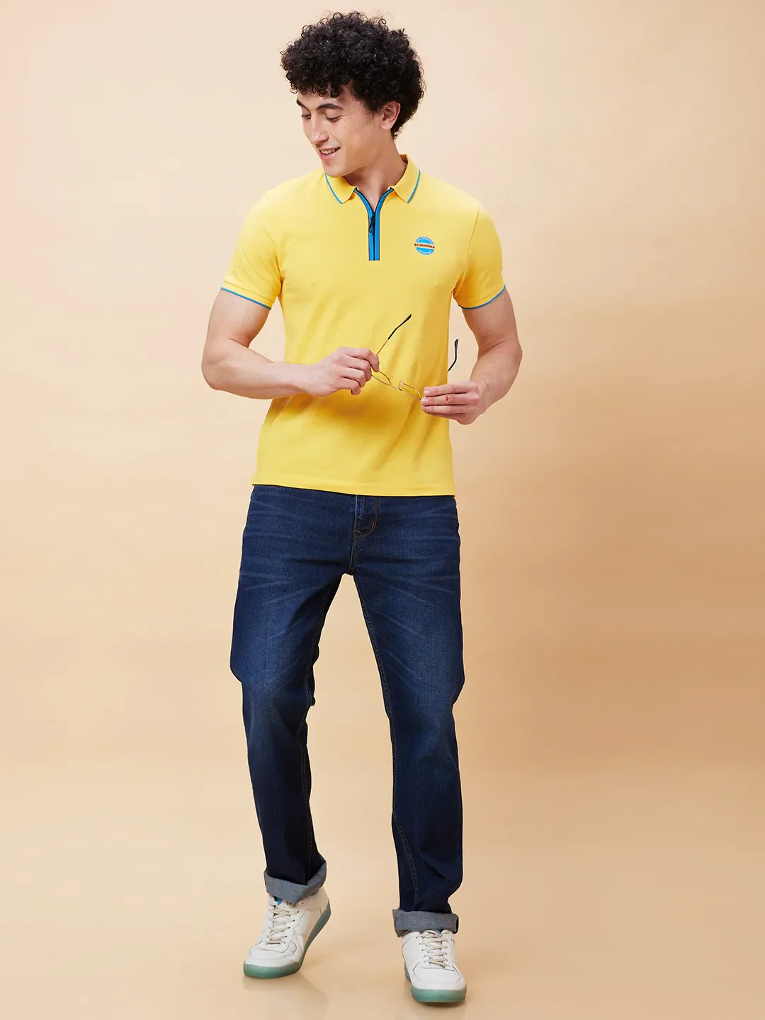 Yellow Regular Fit Men's Polo T-Shirt by Being Human Clothing - Image 6