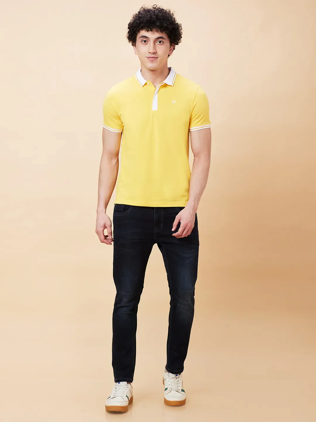 Yellow Regular Fit Men's Polo T-Shirt by Being Human Clothing - Image 2