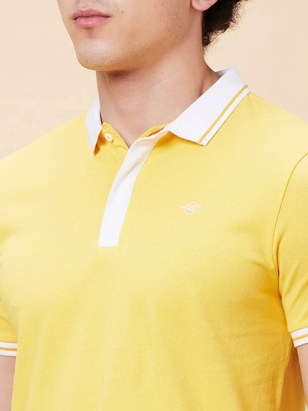 Yellow Regular Fit Men's Polo T-Shirt by Being Human Clothing - Image 5