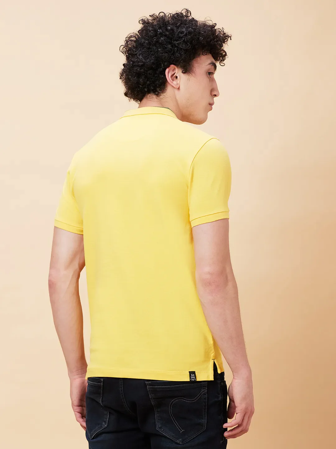 Yellow Regular Fit Men's Polo T-Shirt by Being Human Clothing - Image 4