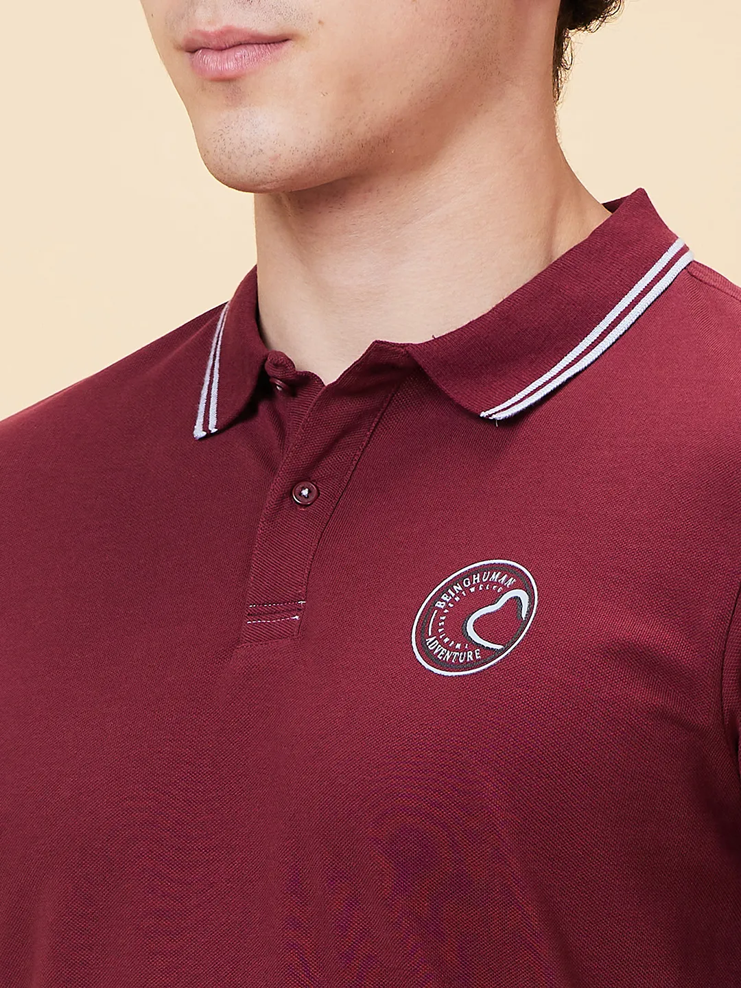 Red Regular Fit Men's Polo T-Shirt by Being Human Clothing - Image 4