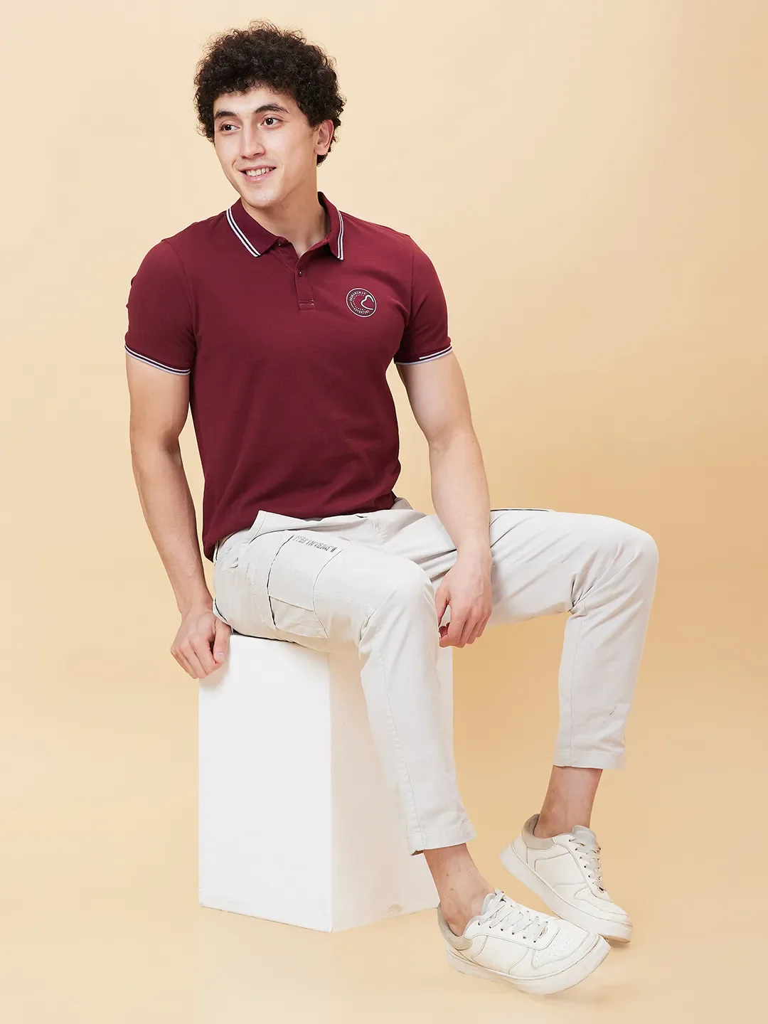 Red Regular Fit Men's Polo T-Shirt by Being Human Clothing - Image 5