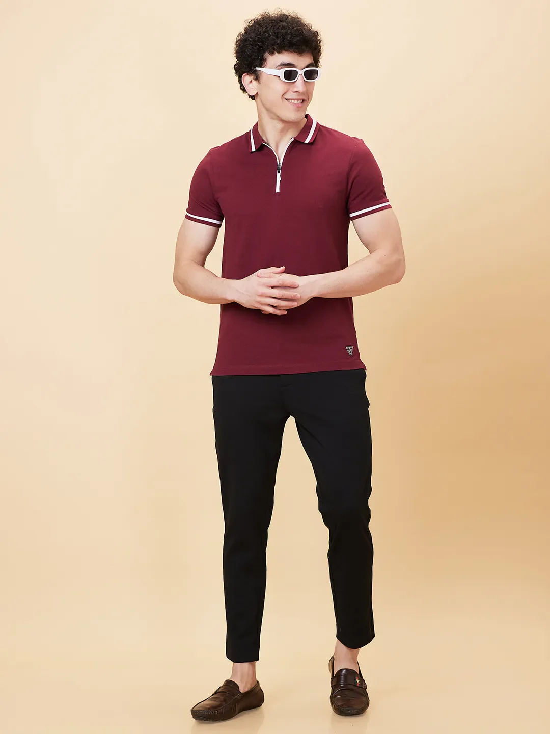 Red Regular Fit Men's Polo T-Shirt by Being Human Clothing - Image 5