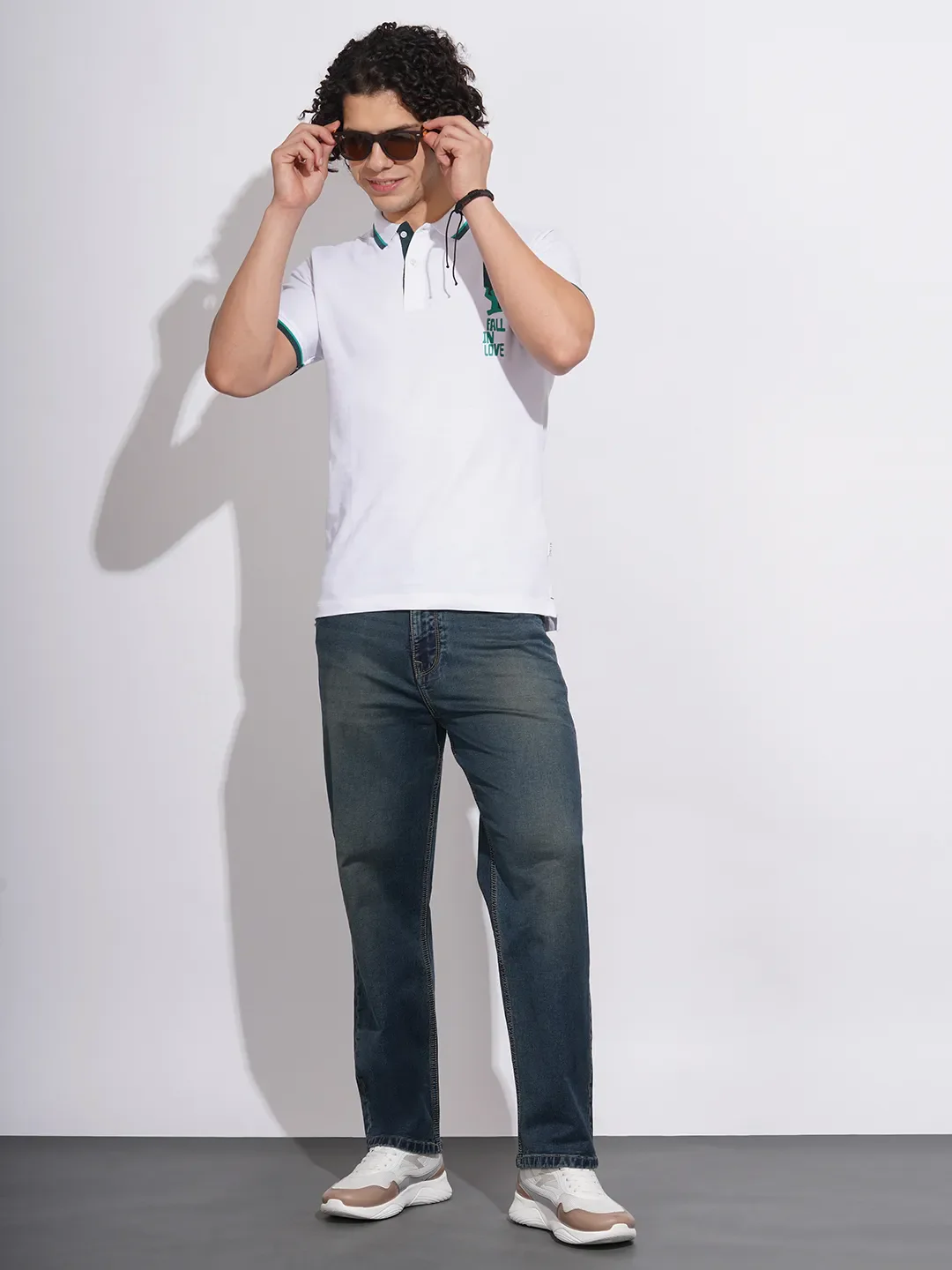 White Regular Fit Men's Polo T-Shirt by Being Human Clothing - Image 4