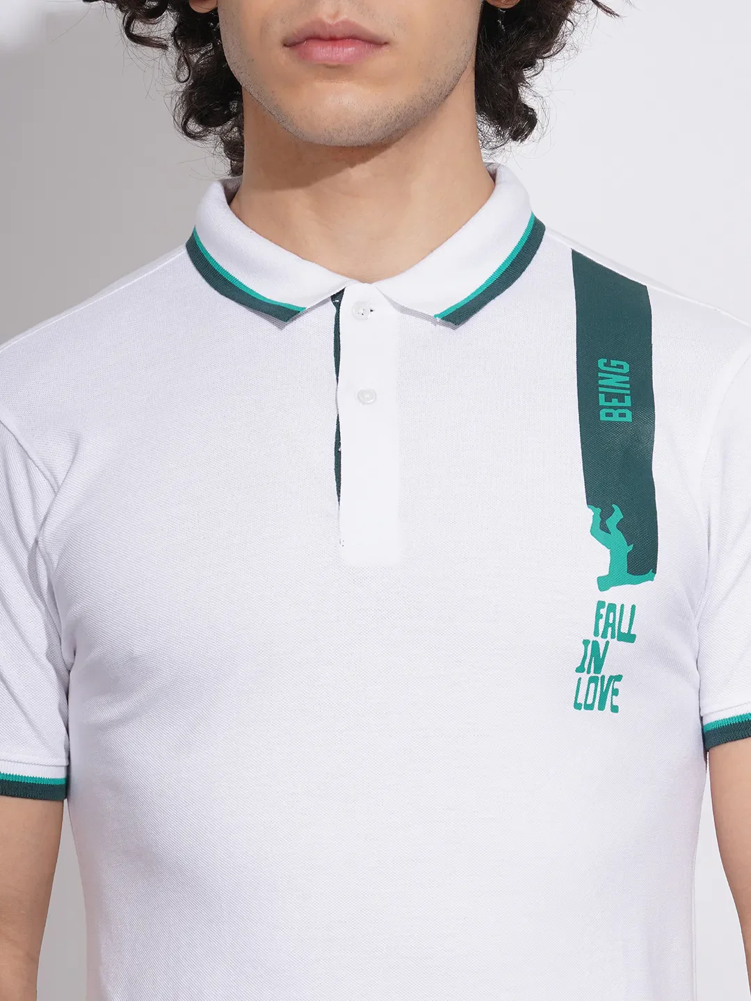 White Regular Fit Men's Polo T-Shirt by Being Human Clothing - Image 5