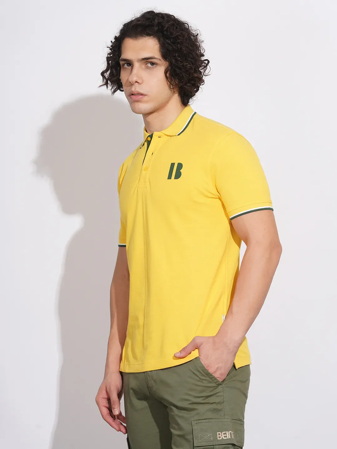 Yellow Regular Fit Men's Polo T-Shirt by Being Human Clothing - Image 2