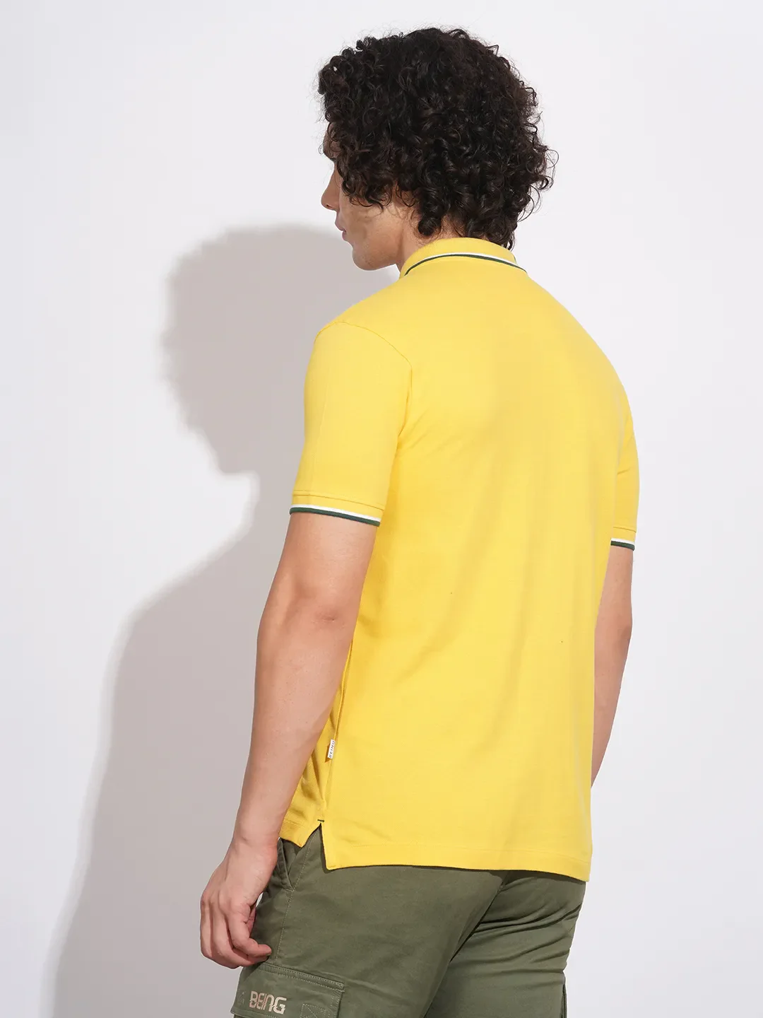 Yellow Regular Fit Men's Polo T-Shirt by Being Human Clothing - Image 3