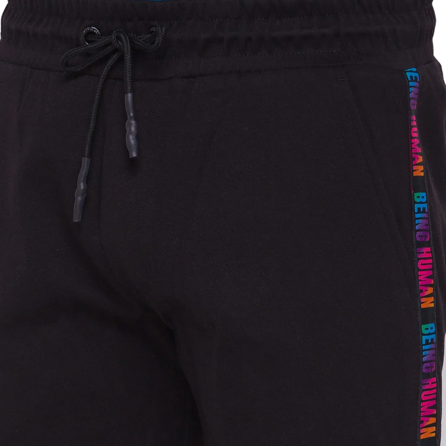 Black Regular Fit Shorts For Men By Being Human Clothing - Image 4