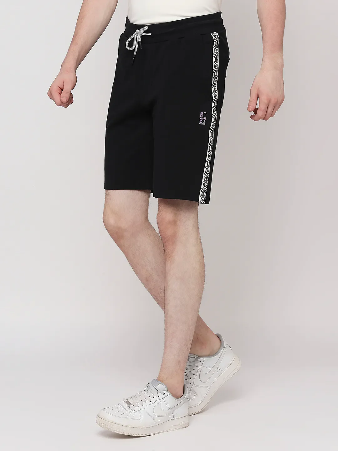Black Regular Fit Shorts For Men By Being Human Clothing - Image 2