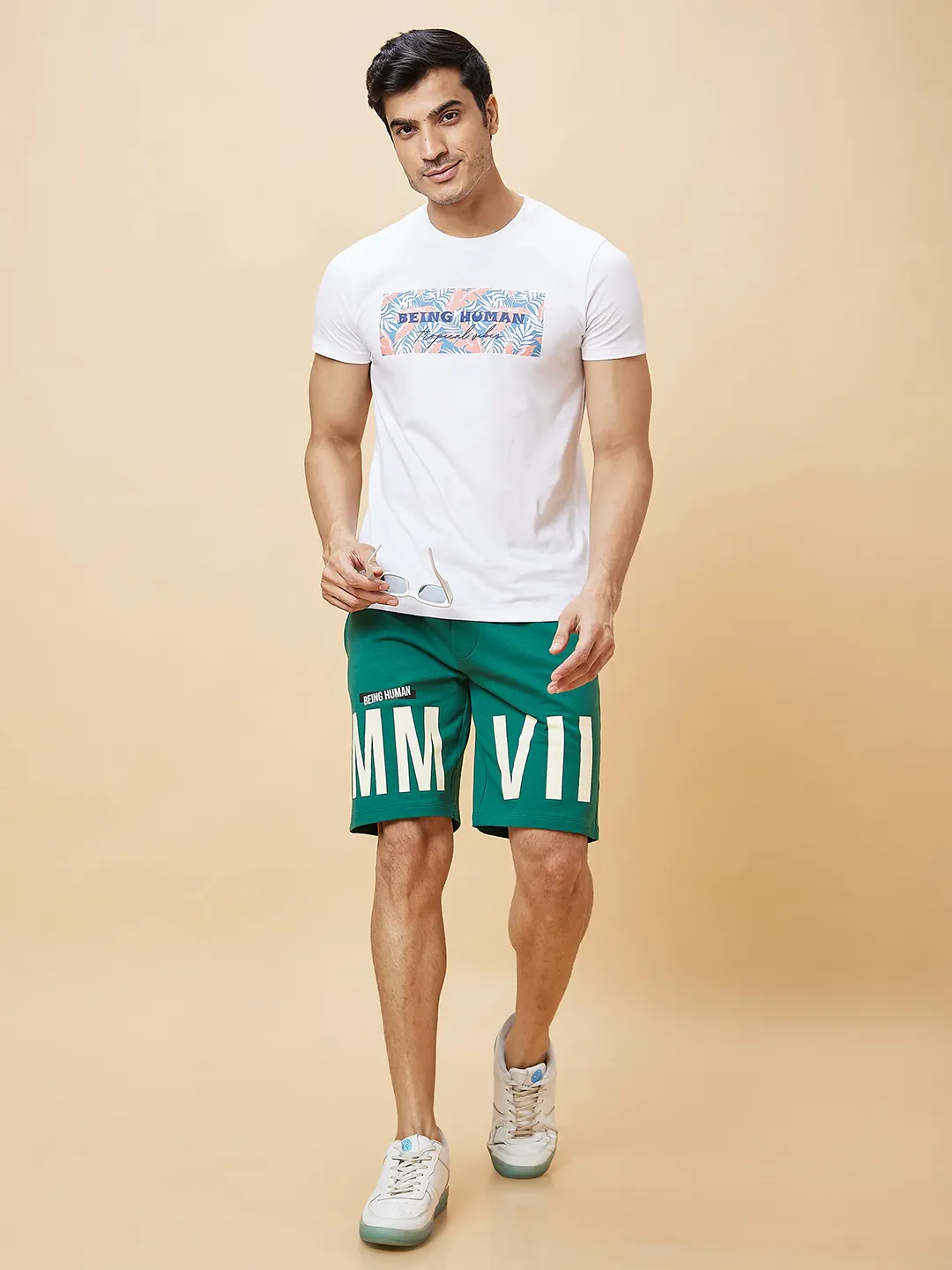 Green Regular Fit Men's Shorts by Being Human Clothing - Image 6
