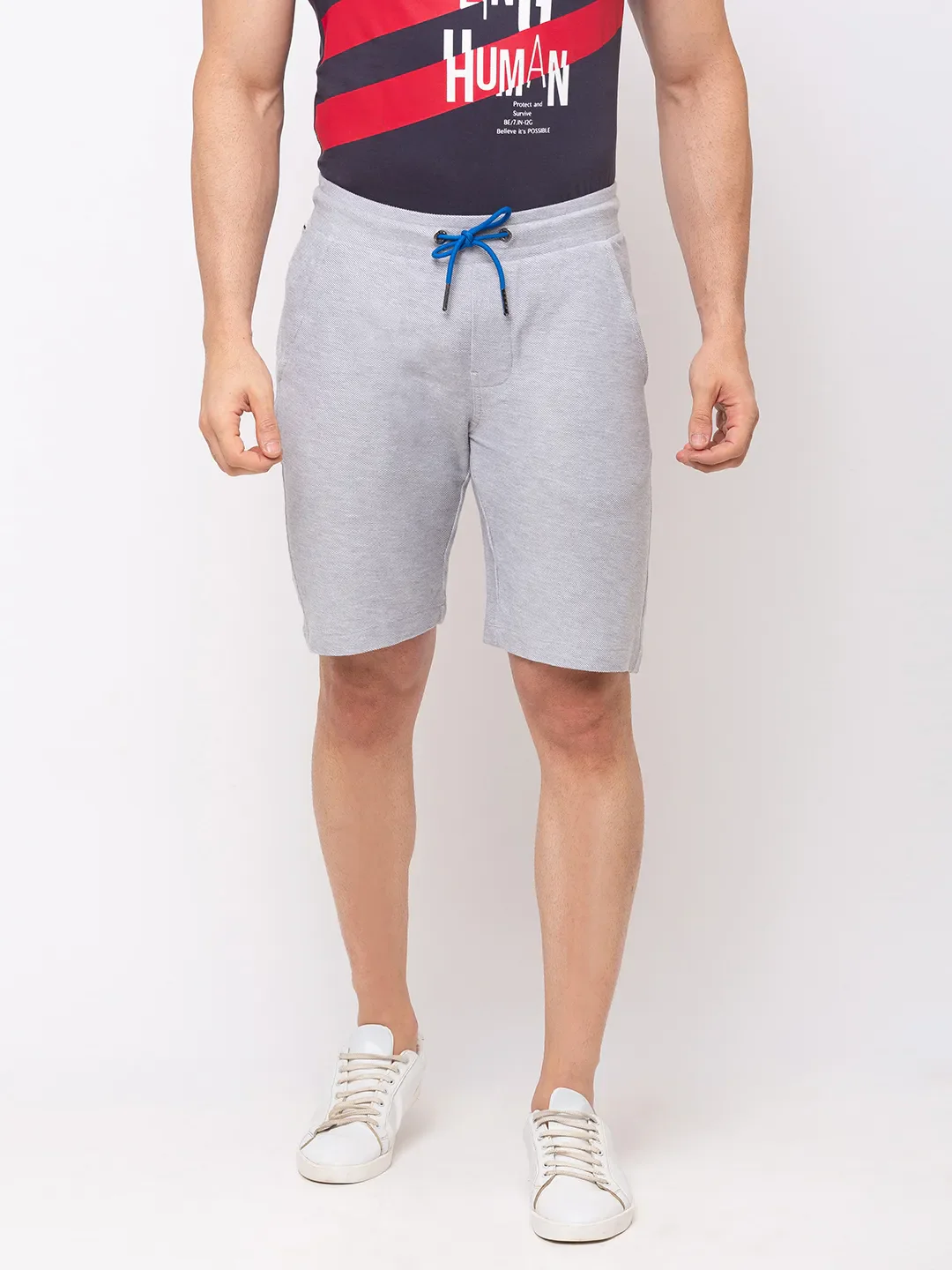 Grey Regular Fit Men's Shorts by Being Human Clothing