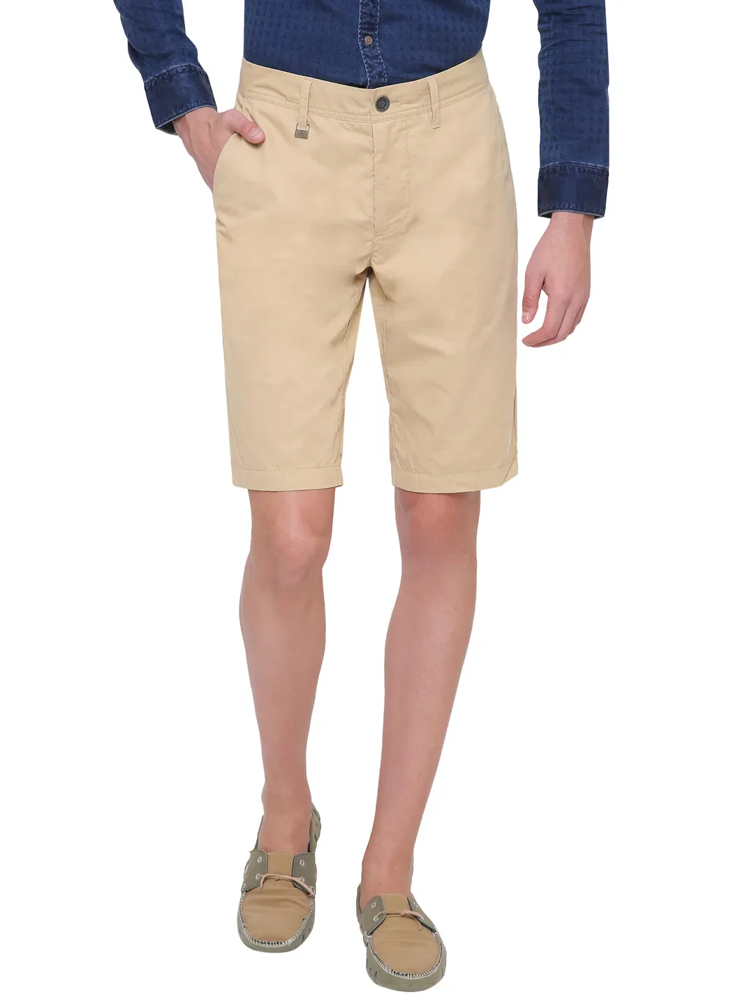 Khaki Regular Fit Men's Shorts by Being Human Clothing - Image 2