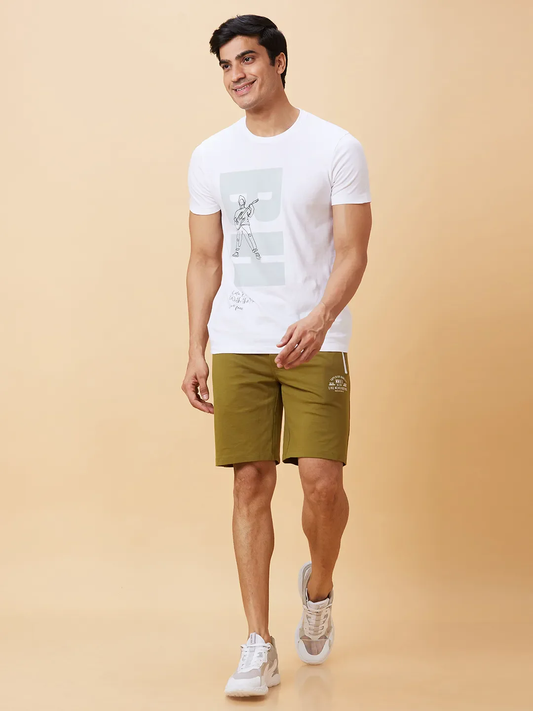 Olive Regular Fit Men's Shorts by Being Human Clothing - Image 2
