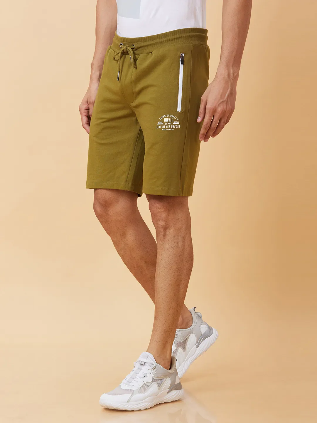 Olive Regular Fit Men's Shorts by Being Human Clothing - Image 4