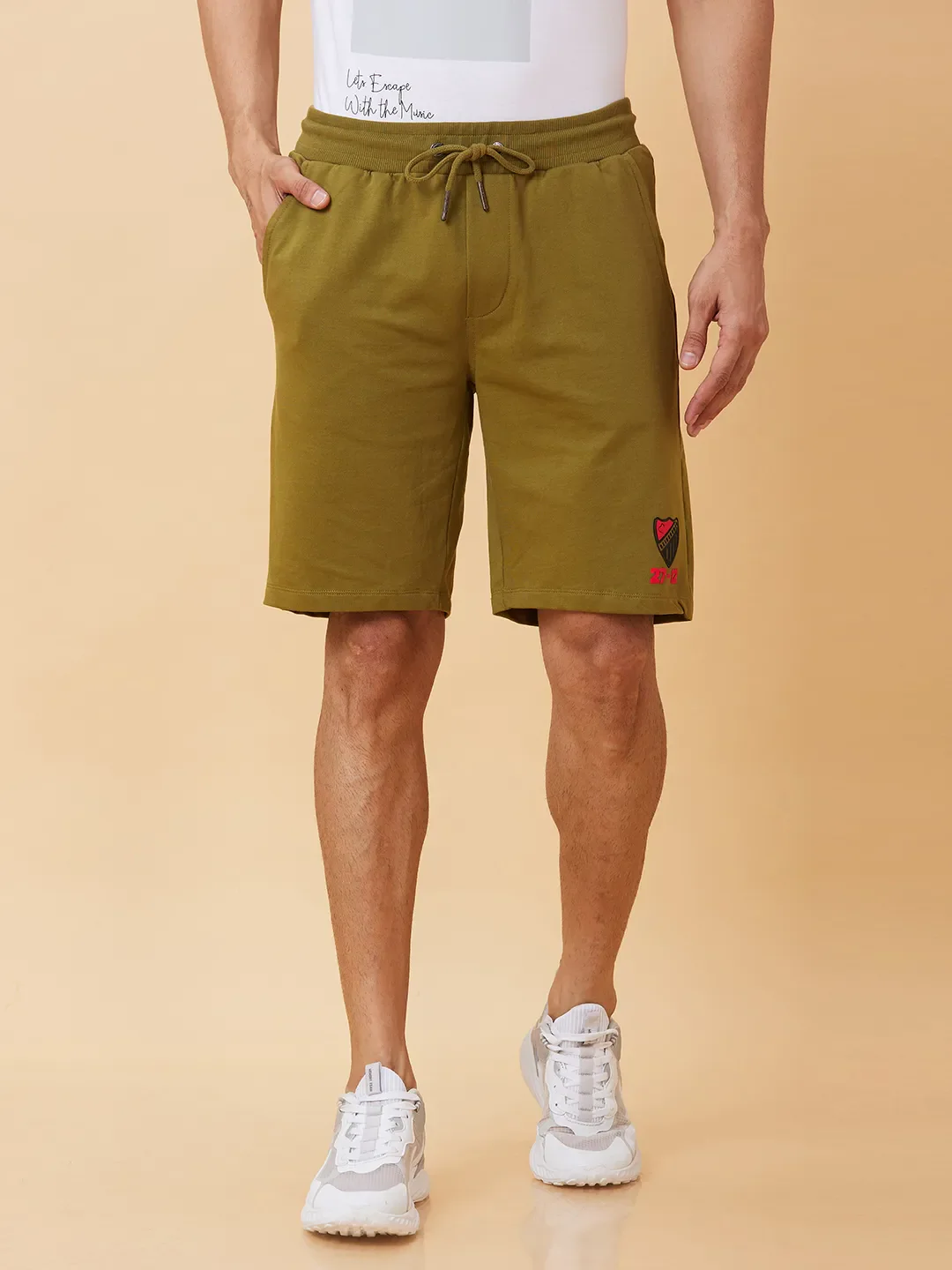 Olive Regular Fit Men's Shorts by Being Human Clothing - Image 6