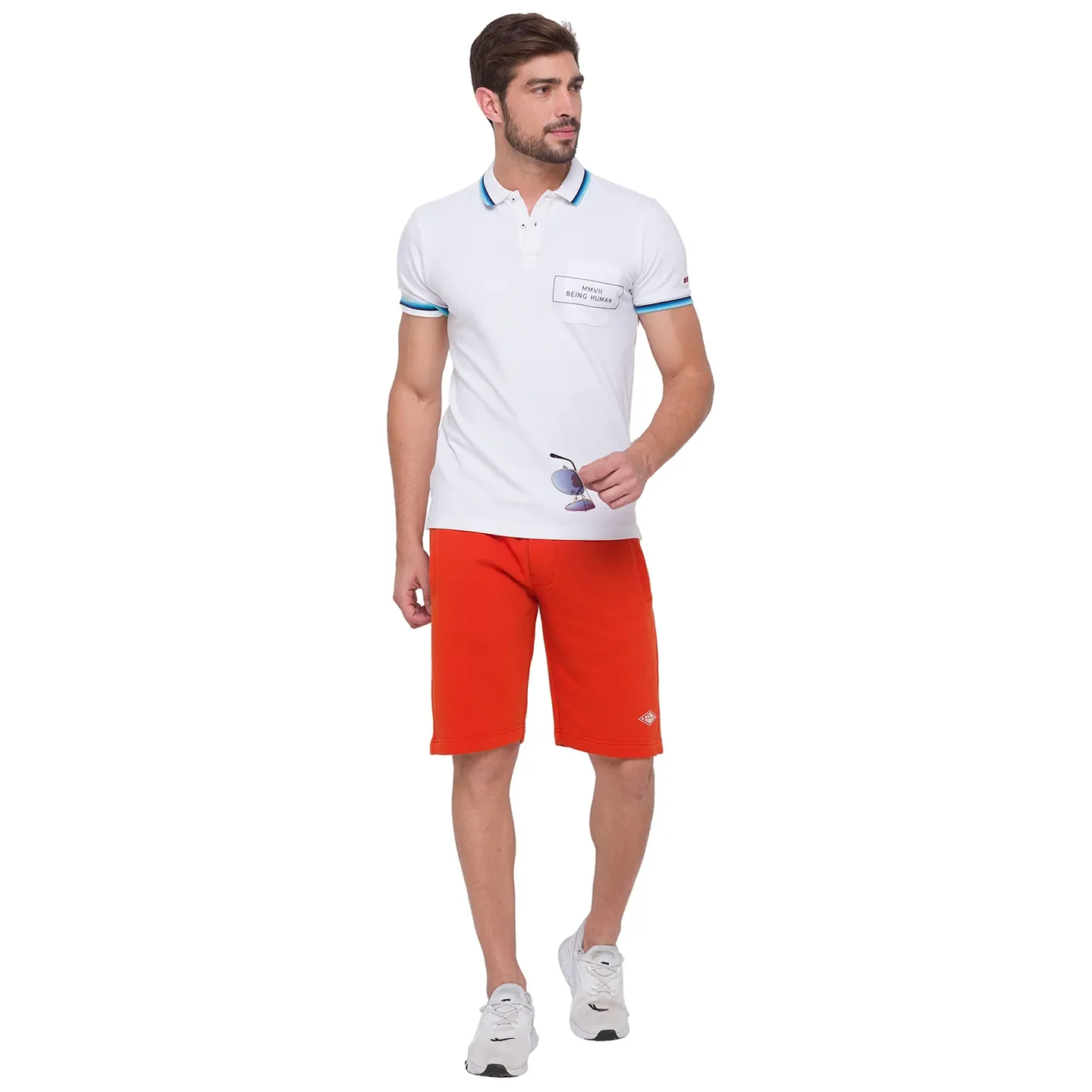 Orange Regular Fit Shorts For Men By Being Human Clothing - Image 2