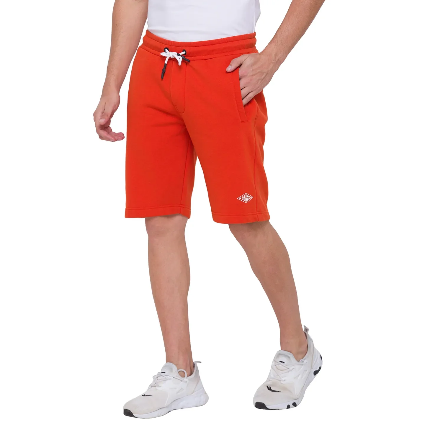 Orange Regular Fit Shorts For Men By Being Human Clothing - Image 4