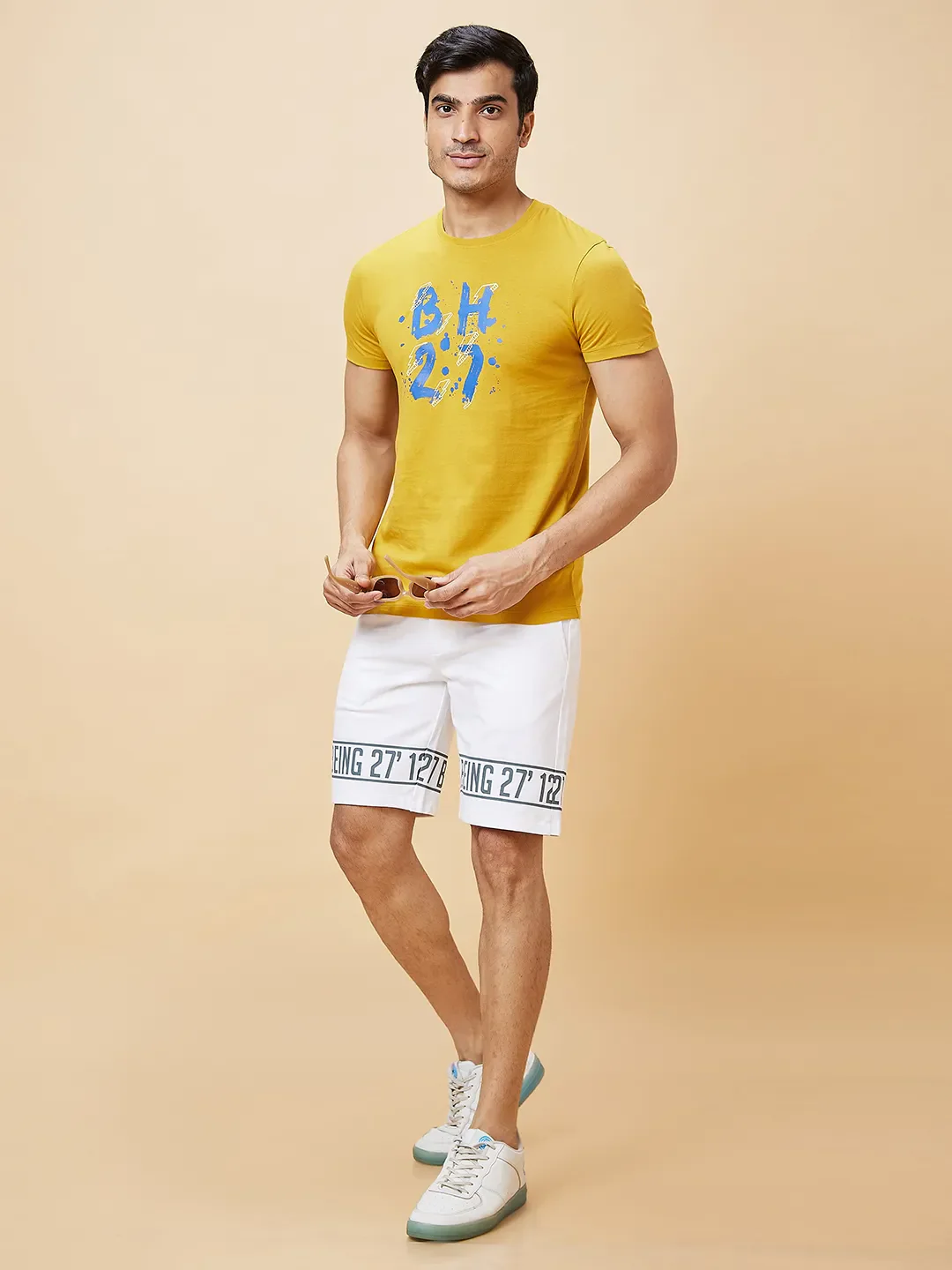 White Regular Fit Men's Shorts by Being Human Clothing - Image 5