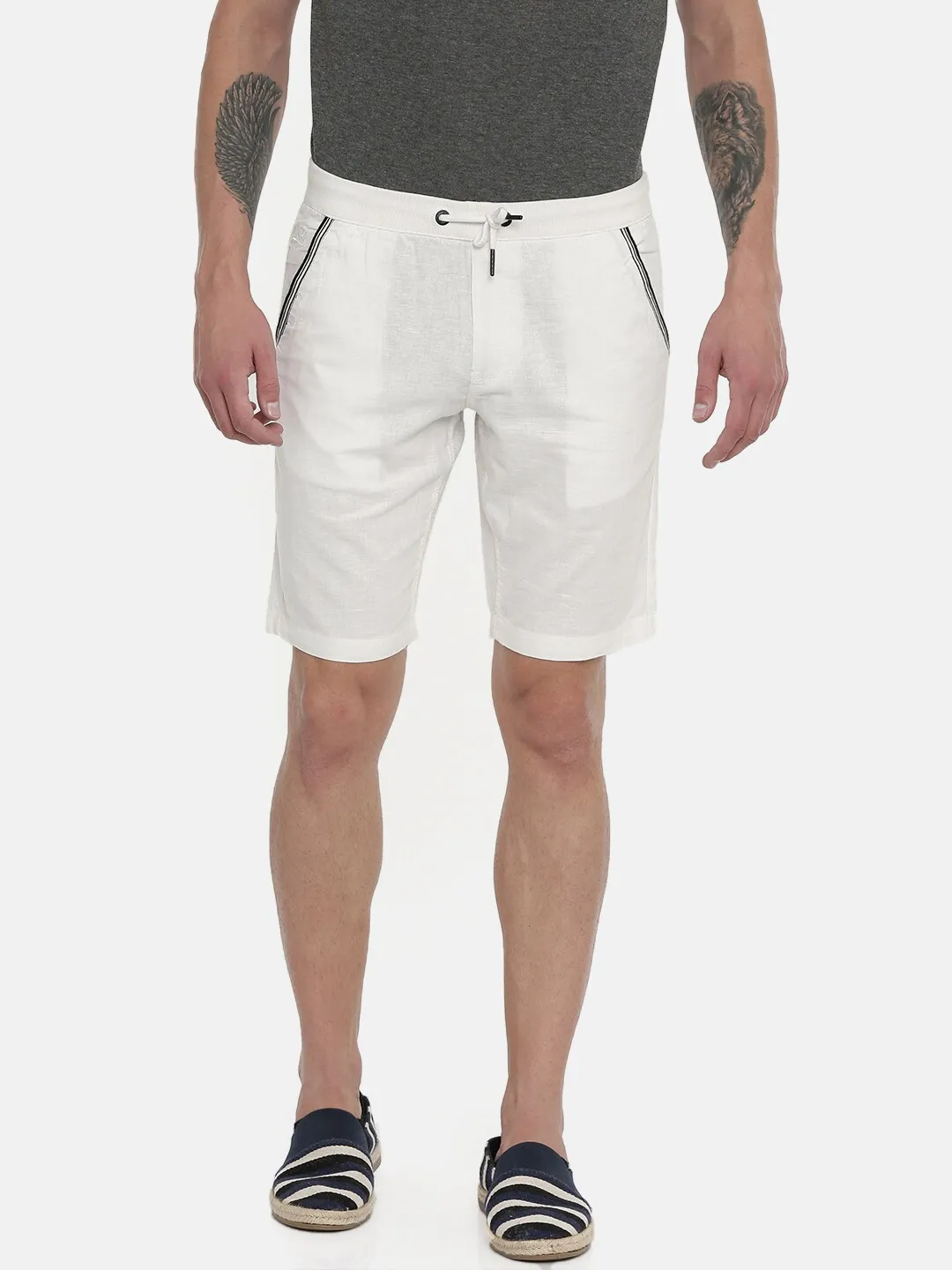 White Regular Fit Men's Shorts by Being Human Clothing