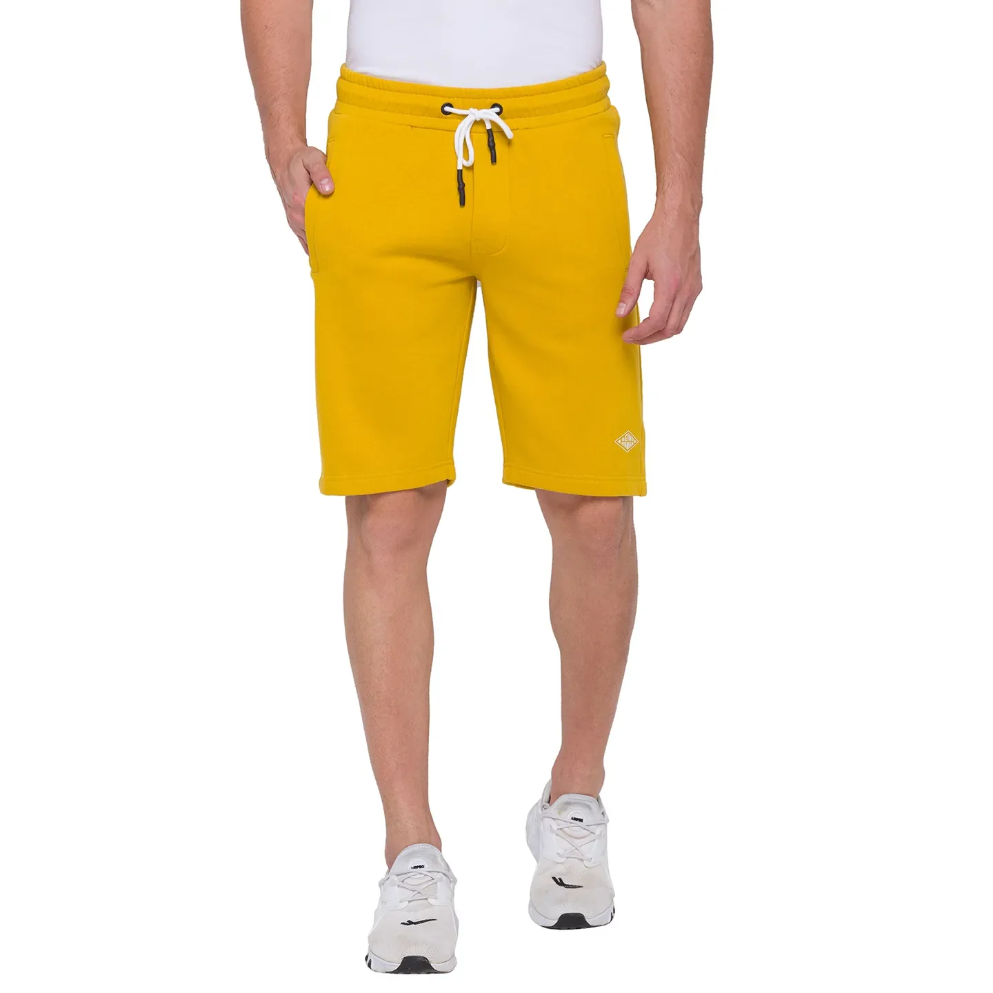 Yellow Regular Fit Shorts For Men By Being Human Clothing