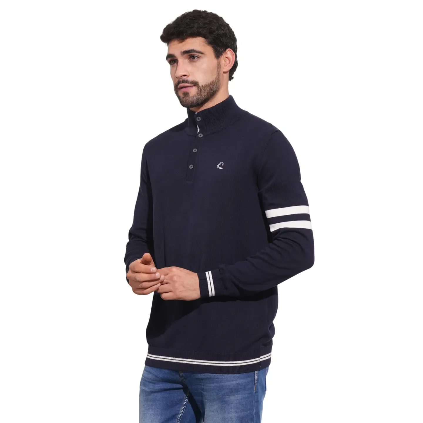 Navy Regular Fit Round Neck Men's Sweatshirt by Being Human Clothing - Image 2