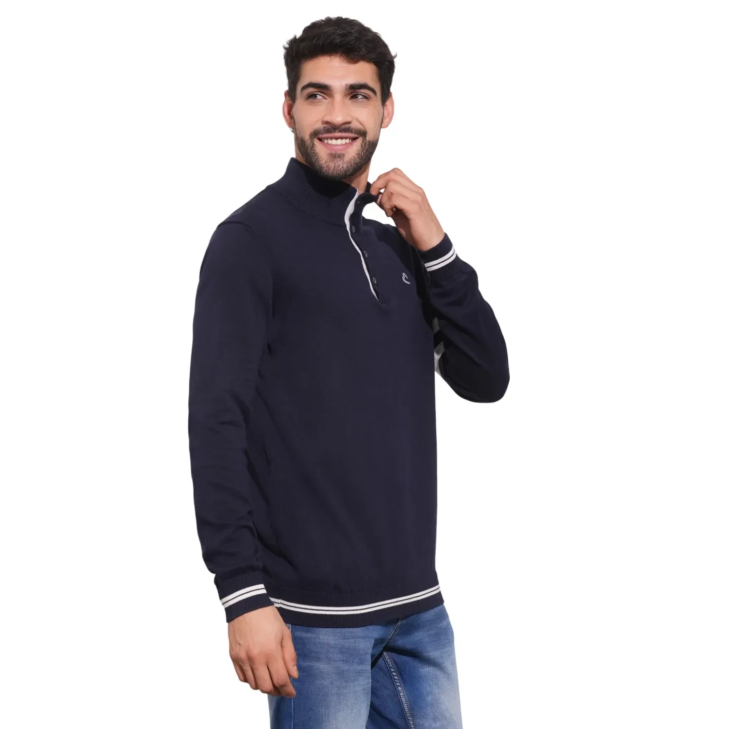 Navy Regular Fit Round Neck Men's Sweatshirt by Being Human Clothing - Image 3
