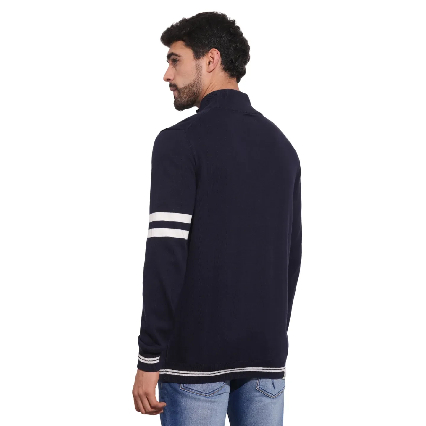 Navy Regular Fit Round Neck Men's Sweatshirt by Being Human Clothing - Image 5