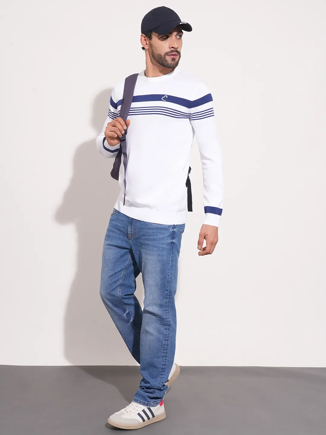 White Regular Fit Round Neck Long Sleeves Men's Sweatshirt by Being Human Clothing - Image 4