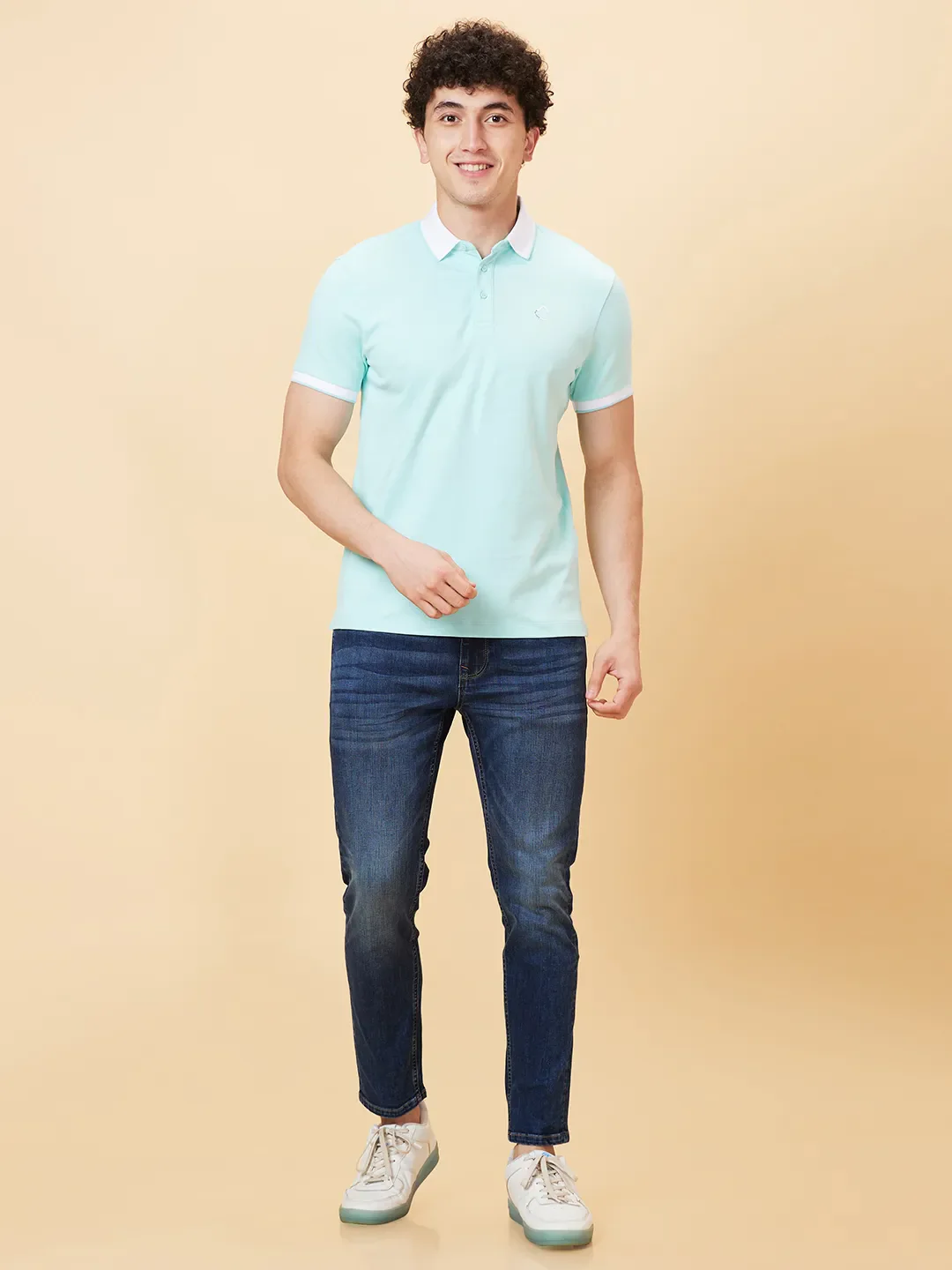 Aqua Regular Fit Men's Polo T-shirt by Being Human Clothing - Image 2