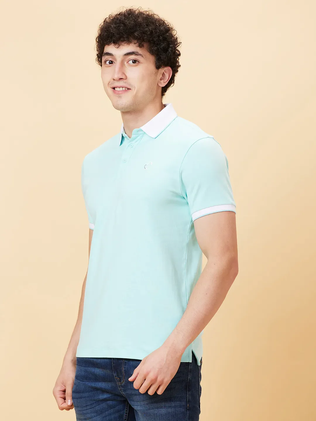 Aqua Regular Fit Men's Polo T-shirt by Being Human Clothing - Image 3
