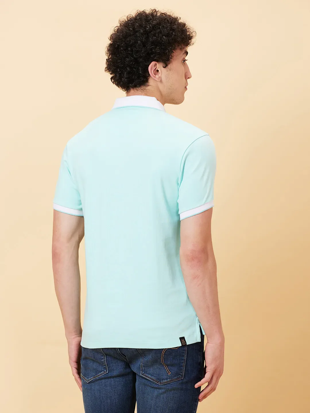 Aqua Regular Fit Men's Polo T-shirt by Being Human Clothing - Image 4