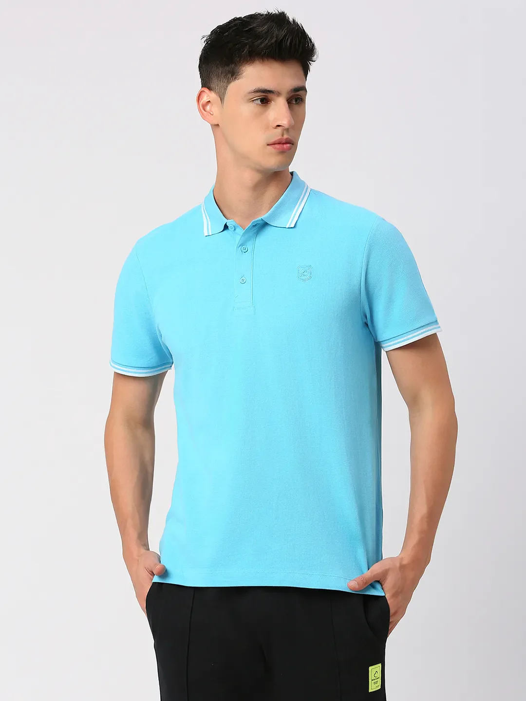 Blue Regular Fit Men's Polo T-Shirt by Being Human Clothing