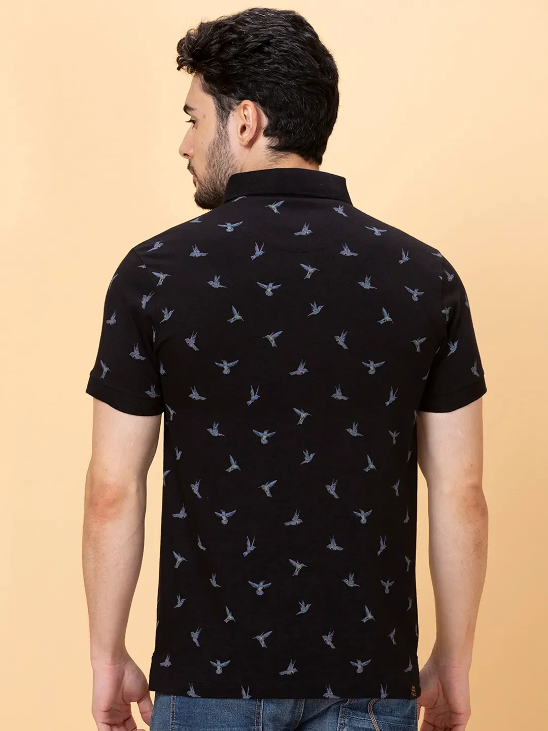 Black Regular Fit Men's Polo T-shirt by Being Human Clothing - Image 3