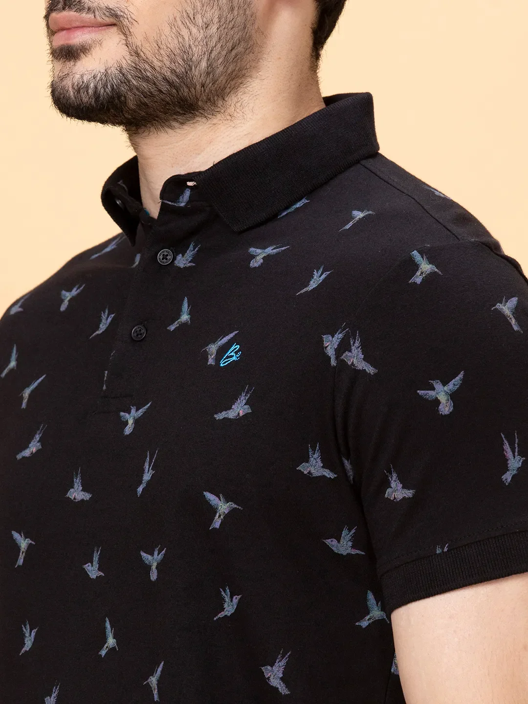 Black Regular Fit Men's Polo T-shirt by Being Human Clothing - Image 5