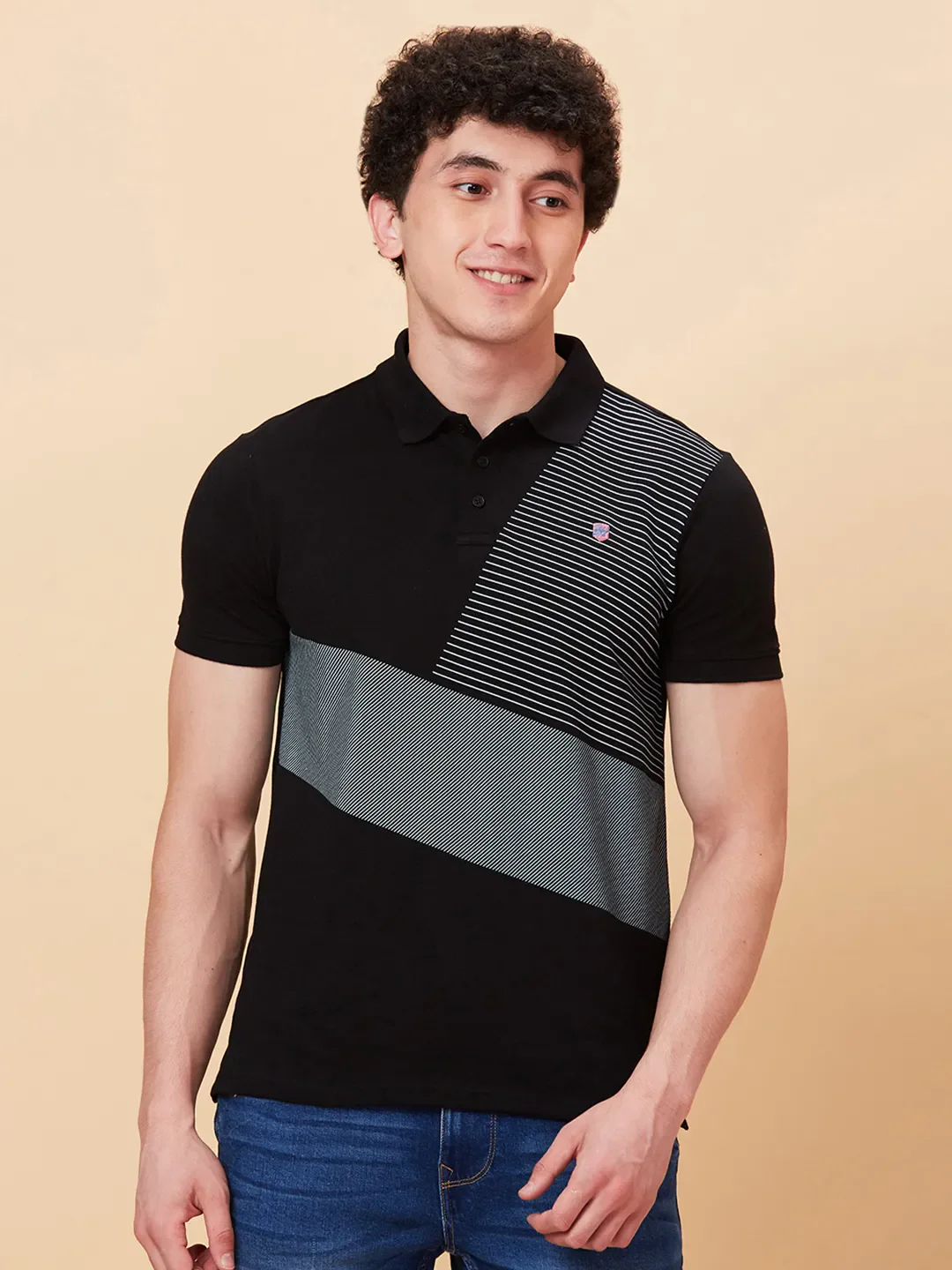 Black Regular Fit Men's Polo T-Shirt by Being Human Clothing
