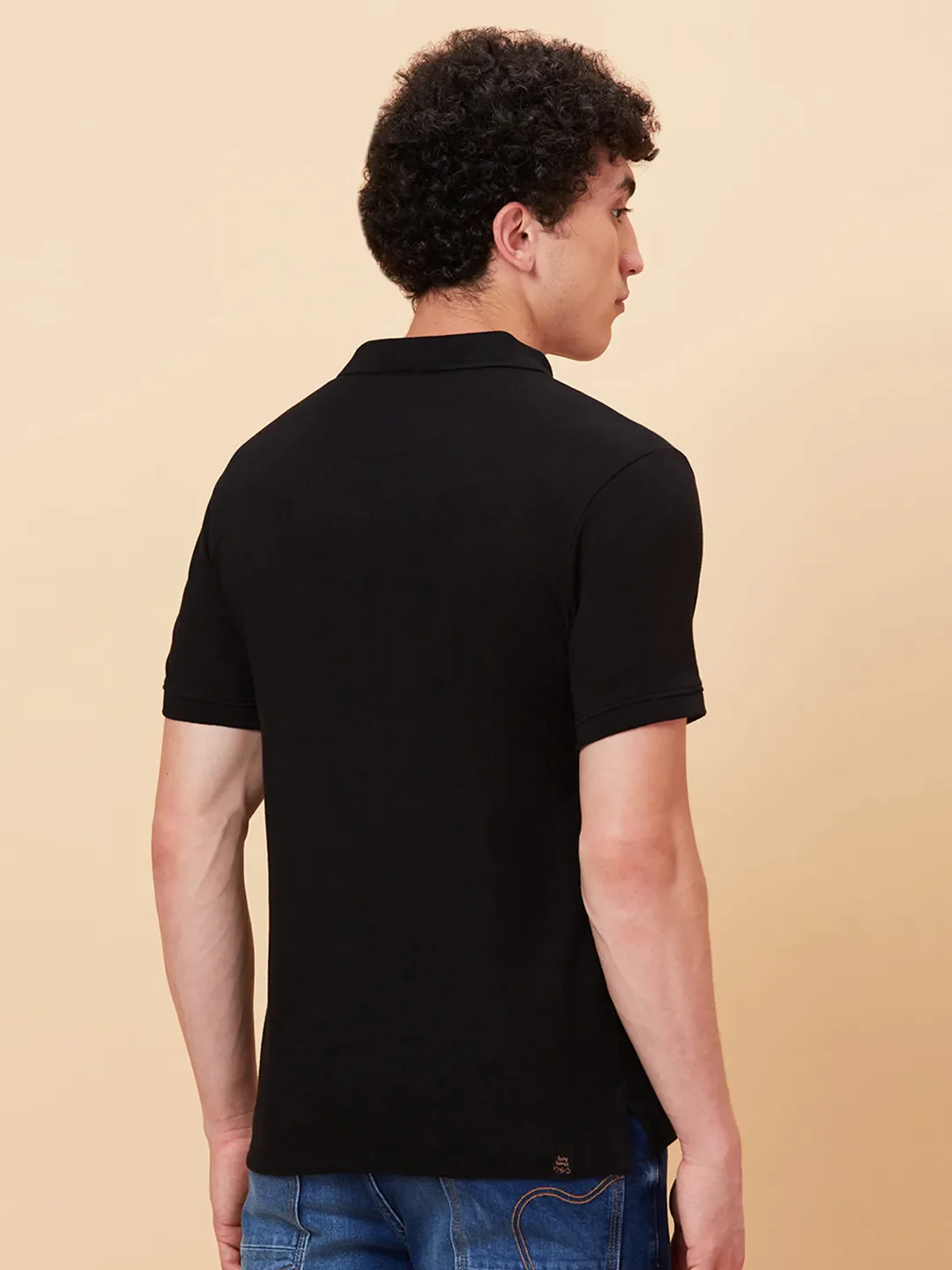 Black Regular Fit Men's Polo T-Shirt by Being Human Clothing - Image 3