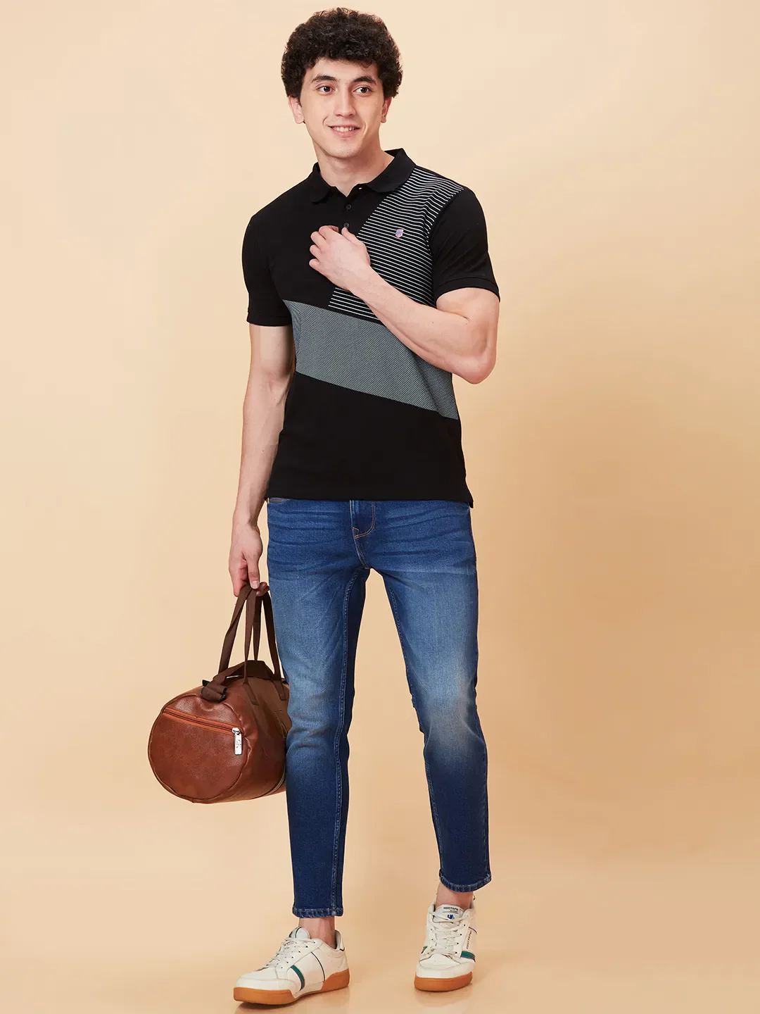 Black Regular Fit Men's Polo T-Shirt by Being Human Clothing - Image 6