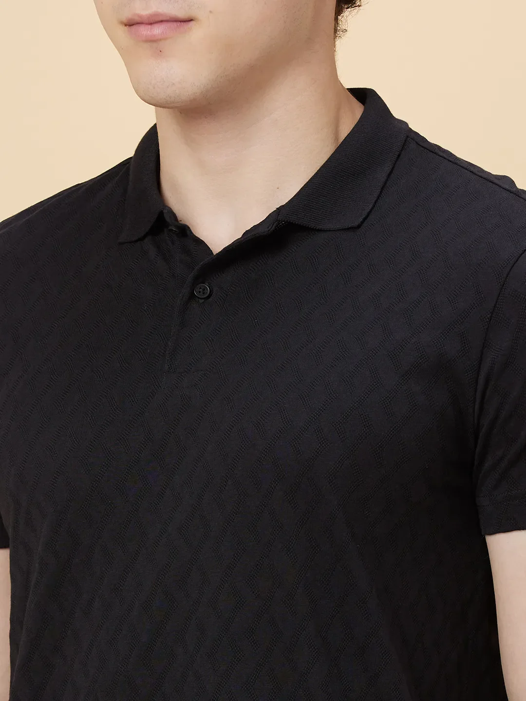 Black Regular Fit Men's Polo T-shirt by Being Human Clothing - Image 5