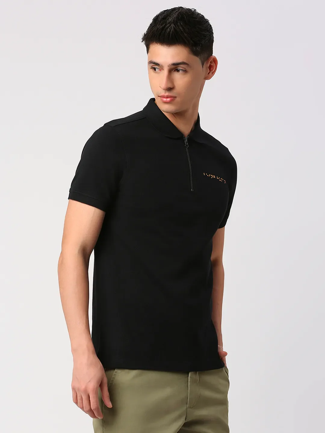 Black Regular Fit Men's Polo T-shirt by Being Human Clothing - Image 3