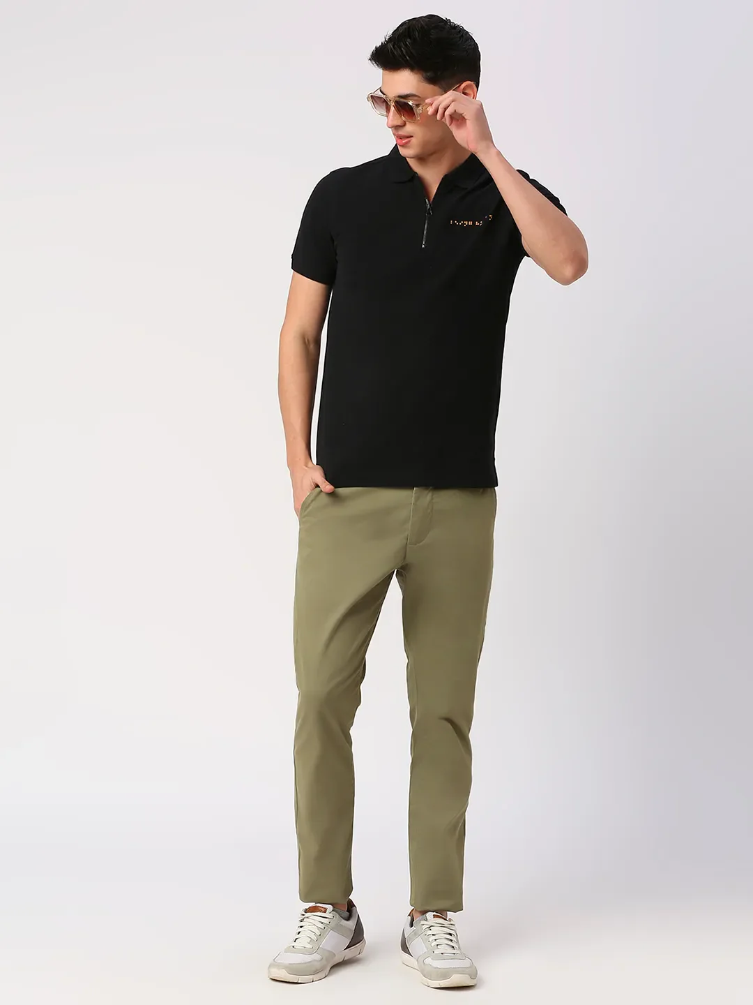 Black Regular Fit Men's Polo T-shirt by Being Human Clothing - Image 6